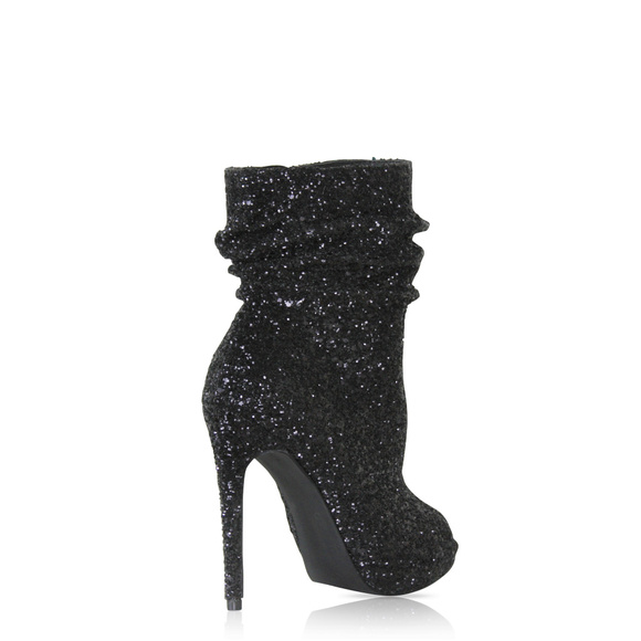 NEW Nelly Bernal Black Glitter Boot Slouch Bootie - Picture 3 of 3